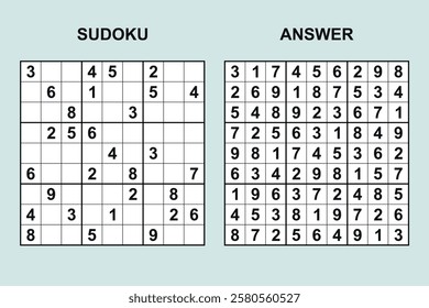 vector sudoku with answer 482, puzzle game with numbers