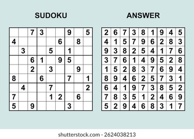 vetor sudoku com resposta 490, jogo de quebra-cabeça com números