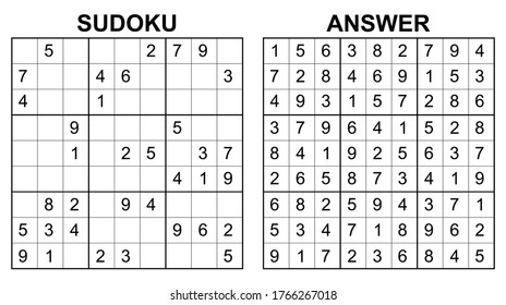 Vector Sudoku Answer Educational Game Numbers Stock Vector (Royalty ...