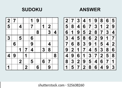 Vector Sudoku Answer Puzzle Game Numbers Stock Vector (Royalty Free ...