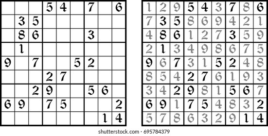 Sudoku Number Puzzle Vector Logic Game Stock Vector (Royalty Free ...