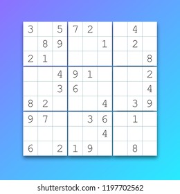 Vector sudoku. Puzzle game with numbers.