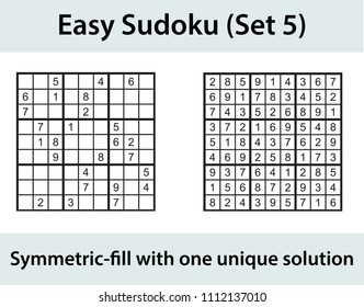 Vector Sudoku puzzle with solution - easy level