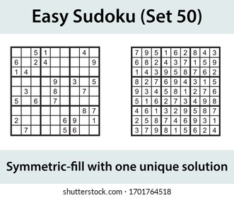 Vector Sudoku puzzle with solution - easy level