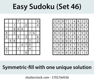 Vector Sudoku puzzle with solution - easy level