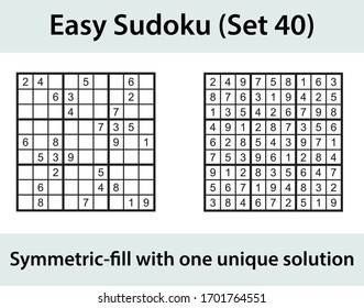 Vector Sudoku puzzle with solution - easy level