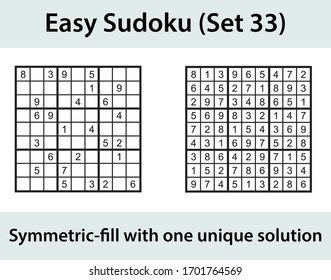 Vector Sudoku puzzle with solution - easy level