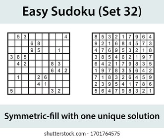 Vector Sudoku puzzle with solution - easy level