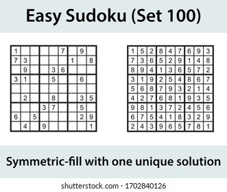 Vector Sudoku puzzle with solution - easy level