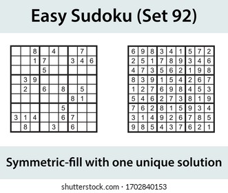 Puzzle Vector Sudoku con solución - nivel fácil