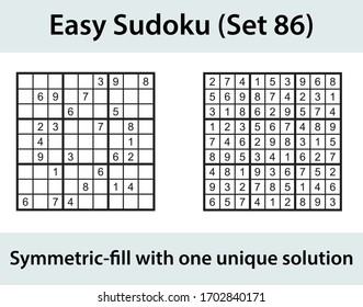 Vector Sudoku puzzle with solution - easy level