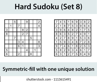Vector Sudoku puzzle with solution - hard level