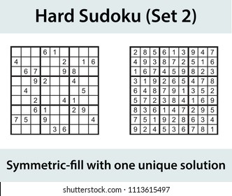 Vector Sudoku puzzle with solution - hard level