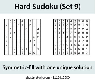 Vector Sudoku puzzle with solution - hard level
