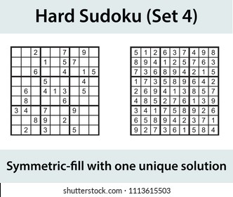 Vector Sudoku puzzle with solution - hard level