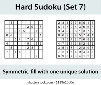 Vector Sudoku puzzle with solution - hard level