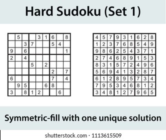Vector Sudoku puzzle with solution - hard level
