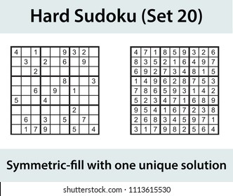 Vector Sudoku puzzle with solution - hard level