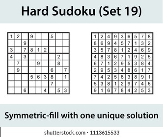 Vector Sudoku puzzle with solution - hard level