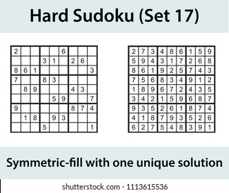 Vector Sudoku puzzle with solution - hard level