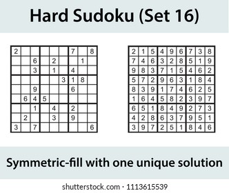Vector Sudoku puzzle with solution - hard level