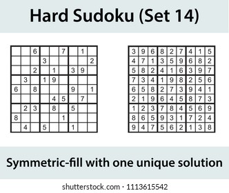 Vector Sudoku puzzle with solution - hard level