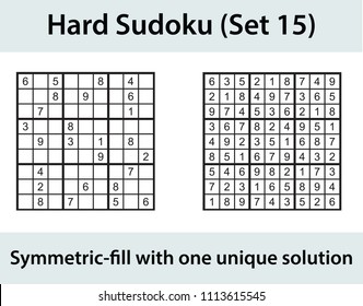 Vector Sudoku puzzle with solution - hard level