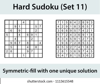 Vector Sudoku puzzle with solution - hard level