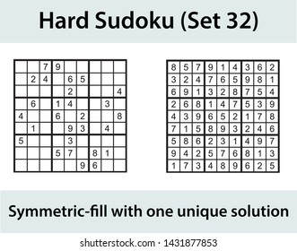 Vector Sudoku puzzle with solution - hard level