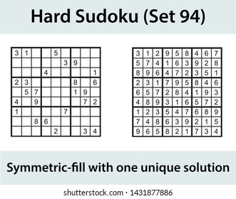 Vector Sudoku puzzle with solution - hard level