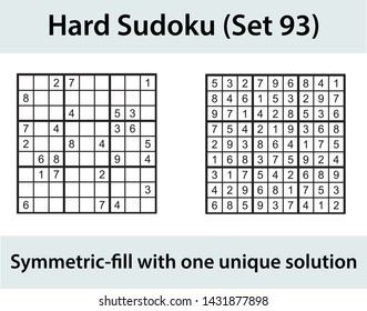 Vector Sudoku puzzle with solution - hard level