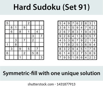 Vector Sudoku puzzle with solution - hard level