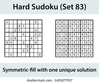 Vector Sudoku puzzle with solution - hard level