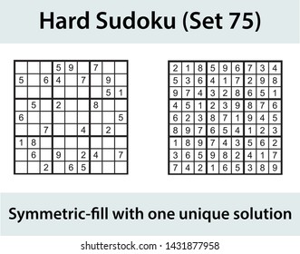 Vector Sudoku puzzle with solution - hard level
