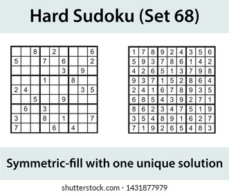 Vector Sudoku puzzle with solution - hard level