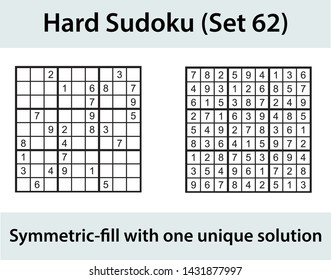 Vector Sudoku puzzle with solution - hard level