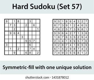 Vector Sudoku puzzle with solution - hard level