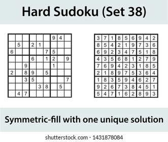 Vector Sudoku puzzle with solution - hard level