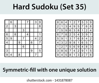 Vector Sudoku puzzle with solution - hard level