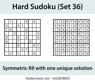 Vector Sudoku puzzle with solution - hard level