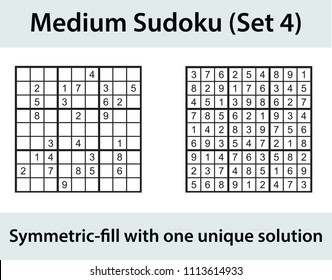 Vector Sudoku puzzle with solution - medium level