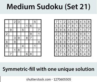 Vector Sudoku puzzle with solution - medium level