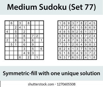 Vector Sudoku puzzle with solution - medium level