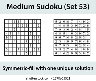 Vector Sudoku puzzle with solution - medium level