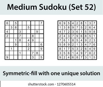 Vector Sudoku puzzle with solution - medium level