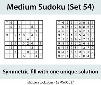 Vector Sudoku puzzle with solution - medium level