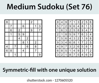 Vector Sudoku puzzle with solution - medium level