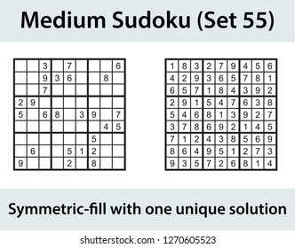 Vector Sudoku puzzle with solution - medium level