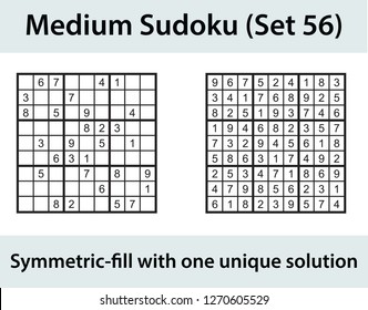 Vector Sudoku puzzle with solution - medium level