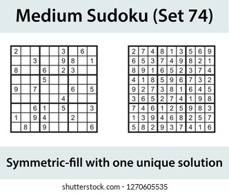 Vector Sudoku puzzle with solution - medium level